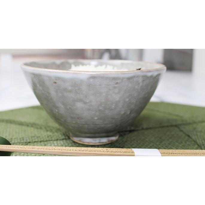 ご飯茶碗 作家物 陶器 大盛サイズ/道半のお茶碗Simpleグレイ灰色 : 竹