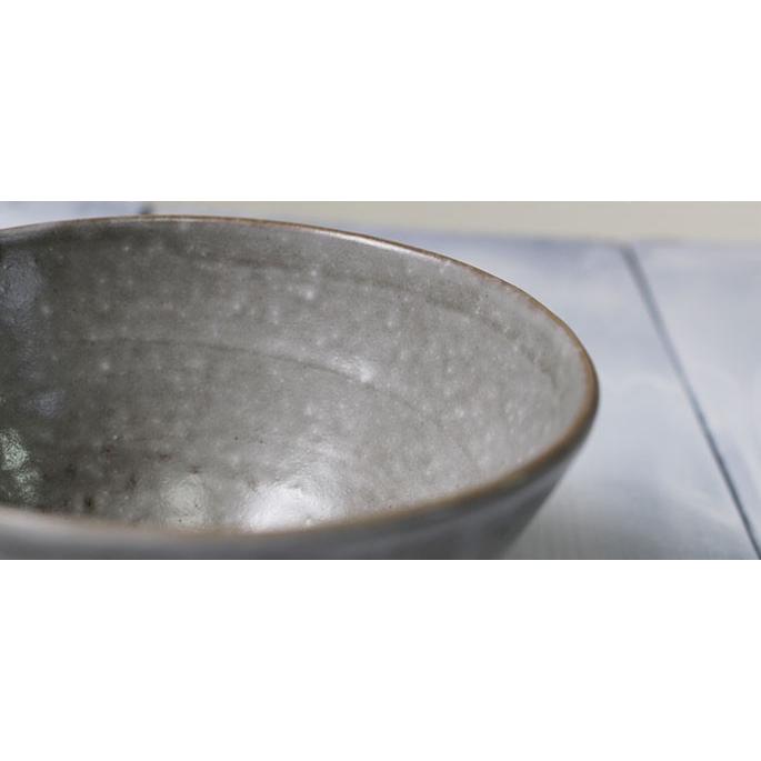 ご飯茶碗 作家物 陶器 大盛サイズ/道半のお茶碗Simpleグレイ灰色 : 竹