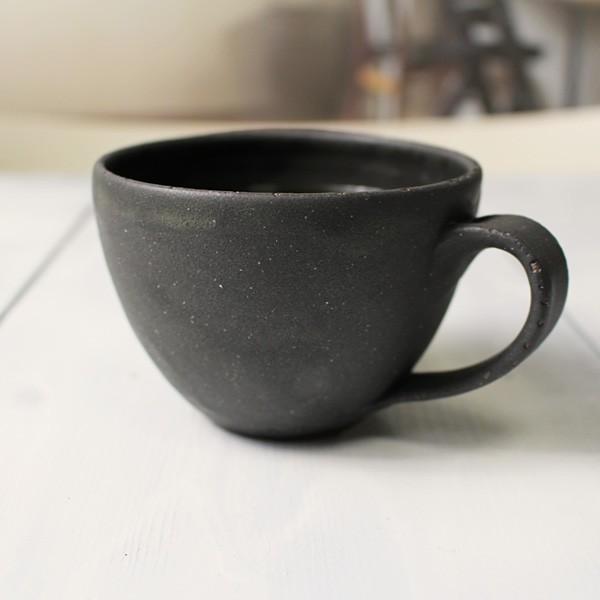 コーヒーカップ 小さめ 170ml 丸型 黒 マットブラック 京焼 作家物