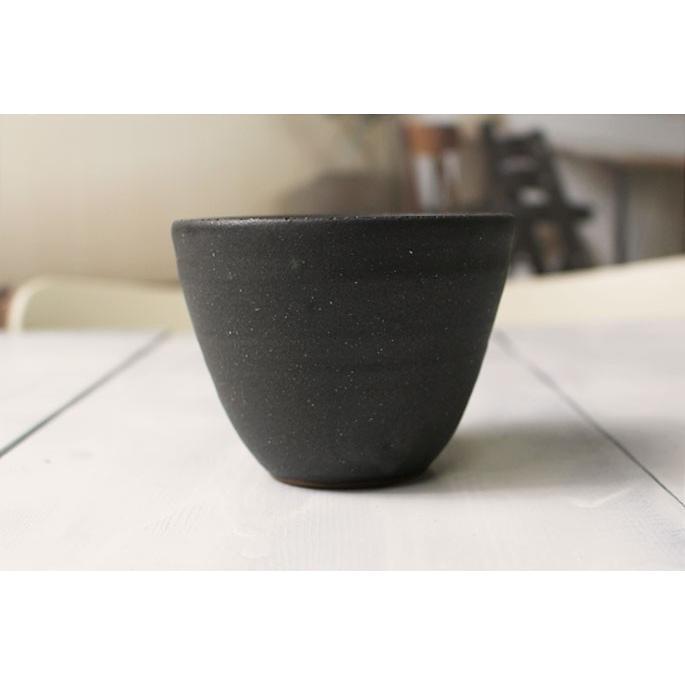 黒色陶器の手作りカップ コーヒーカップ/モーニングカップ販売＜simple3＞丸型 黒 /おしゃれな