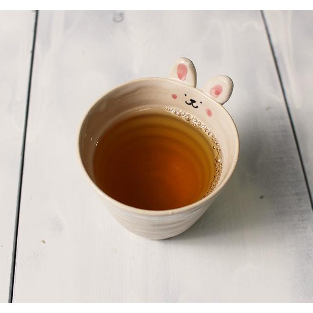 子供用 コップ フリーカップ うさぎ 動物柄 白 ピンク 160ml 京焼 作家
