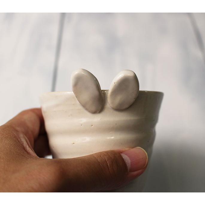 子供用 コップ フリーカップ うさぎ 動物柄 白 ピンク 160ml 京焼 作家