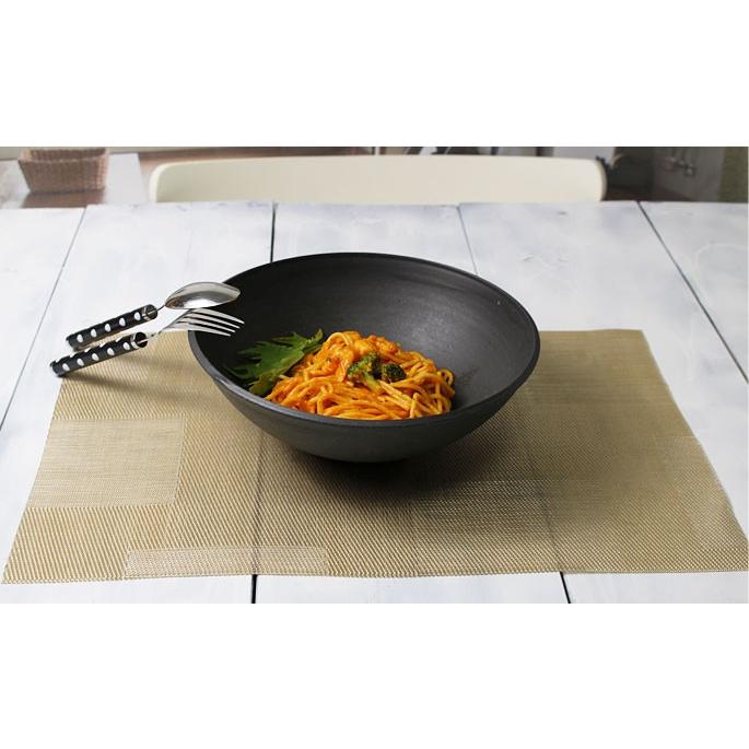 陶芸作家 陶器 深鉢 ボウル ブルーグレー パスタ皿 サラダボウル カフェ風 サラダボール パスタ皿 大鉢 作家物 食器 器 陶器/道半のスミボウル