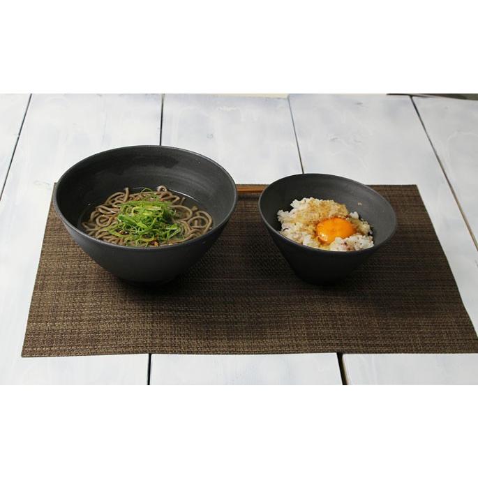 黒 底深い 丼ぶり鉢 麺類 食器 麺鉢 作家物/Simple1 炭色 : 竹彩本舗