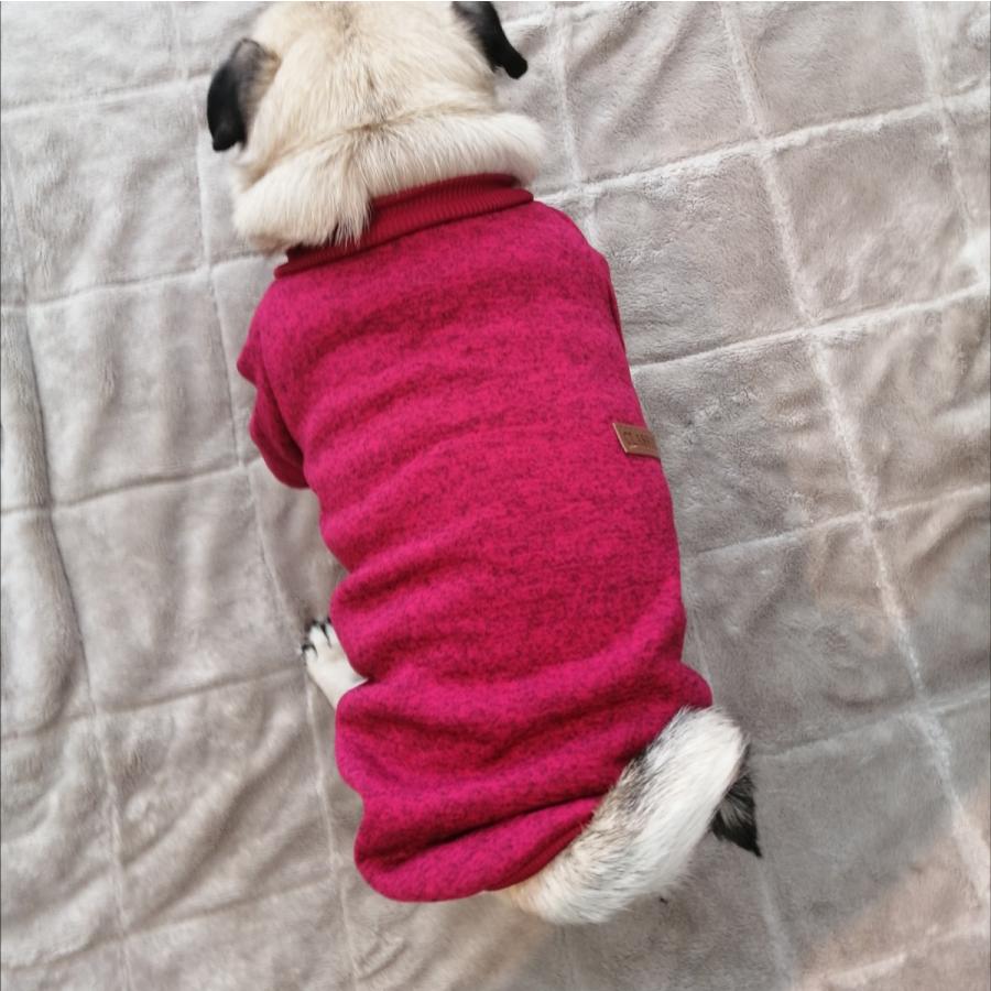 ちくわちゃん おしゃれ杢柄裏起毛丸首トレーナー グレー/ワイン 犬服