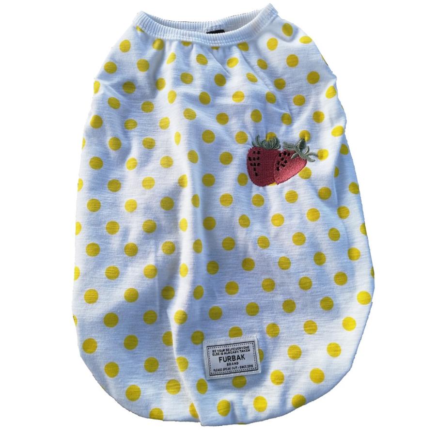 ちくわちゃん いちごドット柄 選べる2色 ブルー イエロー パグ服 犬服