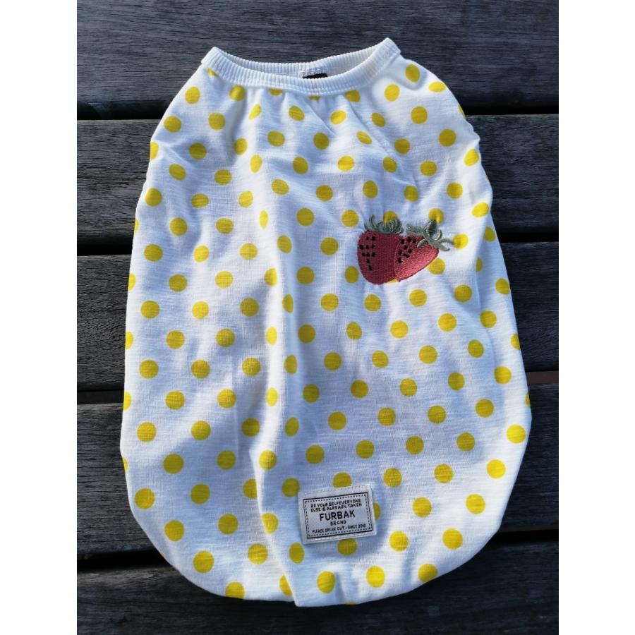 ちくわちゃん いちごドット柄 選べる2色 ブルー イエロー パグ服 犬服