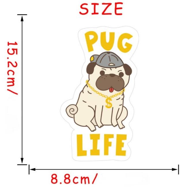 パグちゃん　防水ミニステッカー　シール　40枚　セット　パグ　犬　フレークシール PUGLIFE パグライフシール パグちゃんステッカーシール パグ