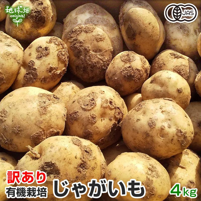 訳あり じゃがいも 4kg 有機栽培 鹿児島県産 宮崎県産 B品 化学肥料・農薬不使用 馬鈴薯 国産 自宅用 大きさおまかせ 業務用 発送期間12月下旬〜2月 4〜6月 爆買（Yahoo!・地球畑）