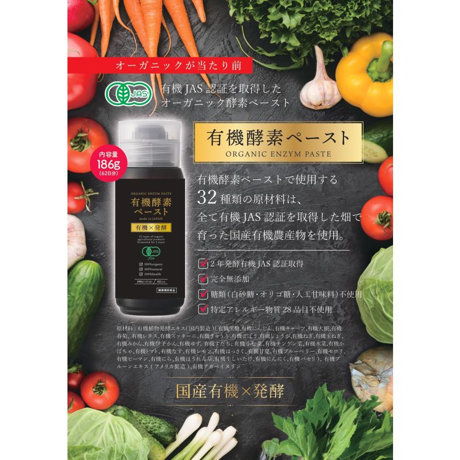 有機酵素ペースト 186g×2本 有機JAS認証 無添加 発酵食品 アガベ 