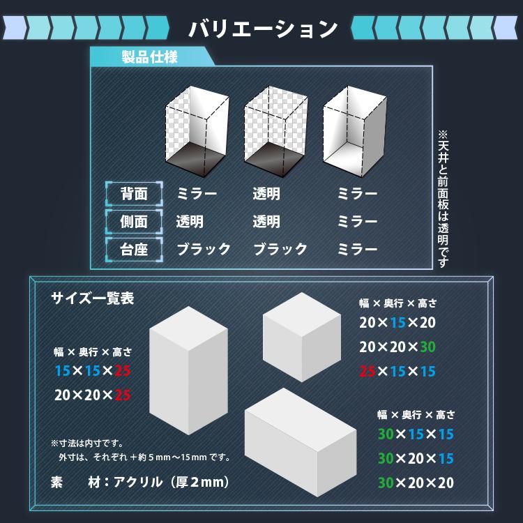 地球家具 アクリルケース Lightning 幅20cm 奥行15cm 高さ20cm 側面