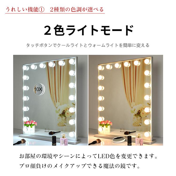 地球家具 女優ミラー 豪華電球18個 幅52cm 高さ61cm 木製スタンド