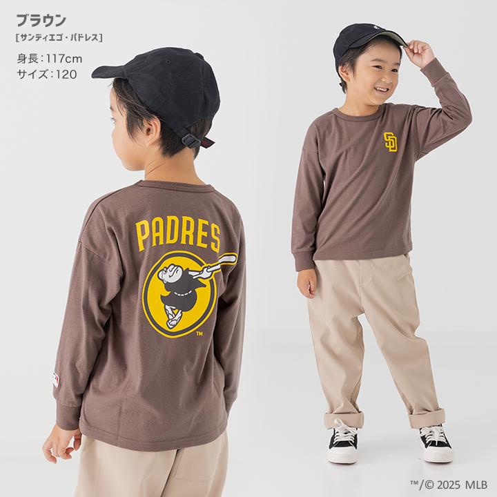 キッズ MLB Tシャツ 長袖  ロンT ベビー服 子供服 男の子 女の子 ロゴ メジャーリーグ 刺繍 ワッペン 春 90 100 110 120 130 140 150 160cm [M便 1/2] | MLB | 12