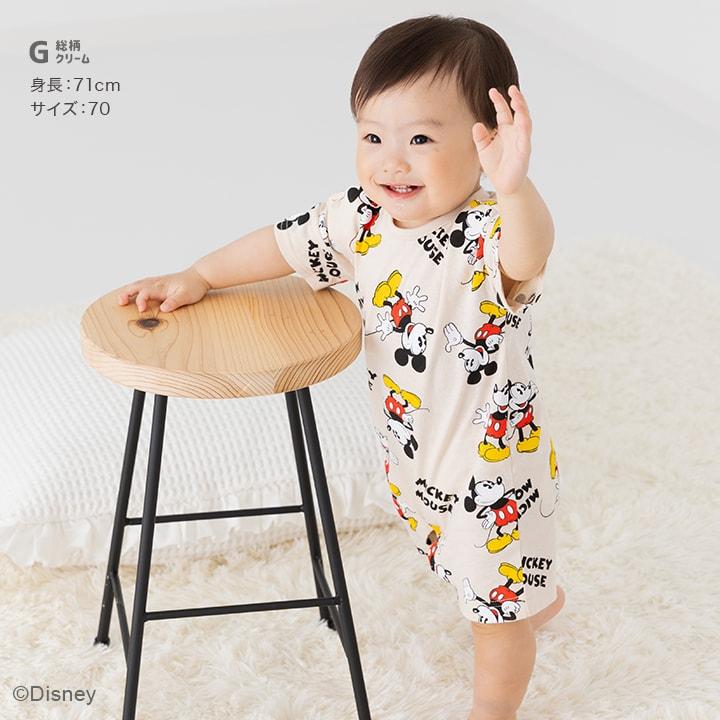 ミッキーマウス 半袖 ロンパース カバーオール 新生児 赤ちゃん 