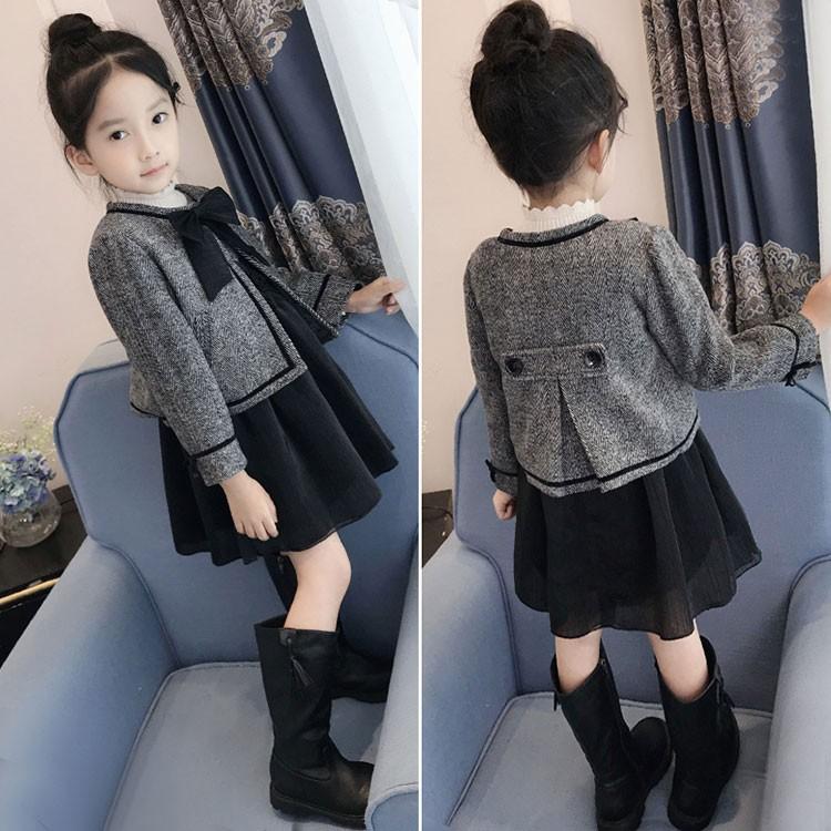 2点セット キッズドレス フォーマルワンピース 子供 ジュニア ワンピース 長袖 スーツ 女の子 プリンセスライン フォーマル 入学式 厚手 トップスセット Sagaretxe Net