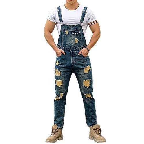 スリム デニム オーバーオール ダメージ加工 メンズ サロペット つなぎ 作業服 作業着 スキニー ユニオンスー つなぎ オールインワン Silvoi N0a35t Fructar Ro