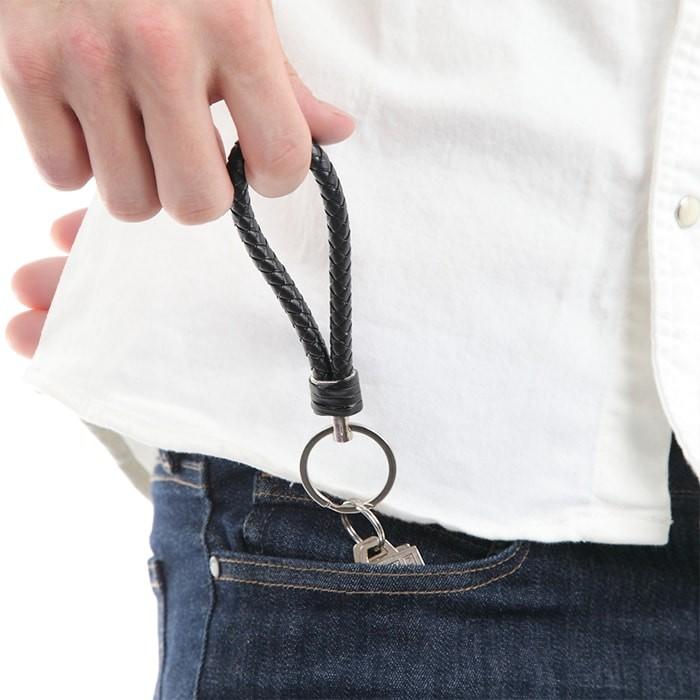 編込みフェイクレザーキーホルダーブルー キーチェーン 自動車 |  | 12