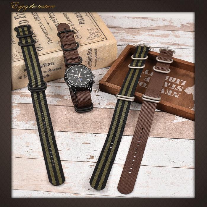 NATO ベルト 丸 尾錠 ブラック 黒 腕時計 ベルト 替えバンド 軽量 ナイロン ミリタリー カジュアル 男性 ストライプ スポーツ  18mm 20mm 22mm |  | 08