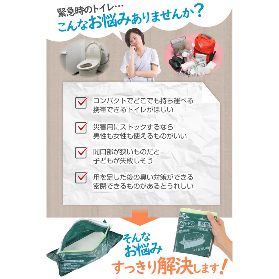 緊急トイレポット 3P 携帯用トイレ 簡易トイレ 男性 携帯用トイレ 子ども ミニトイレ 消臭 非常用トイレ 女性 凝固剤 おすすめ 防災グッズ 車 大便｜chillin｜03