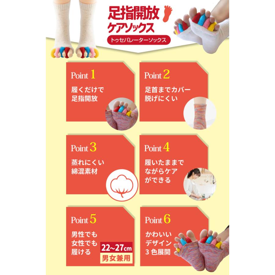 あしゆび開放ケアソックス 足指サポーター 足指開き 寝指 開く 足指サック トレーニング 足指ソックス 足ゆび開く フットセパレーター 5本指  足指マッサージ |  | 10