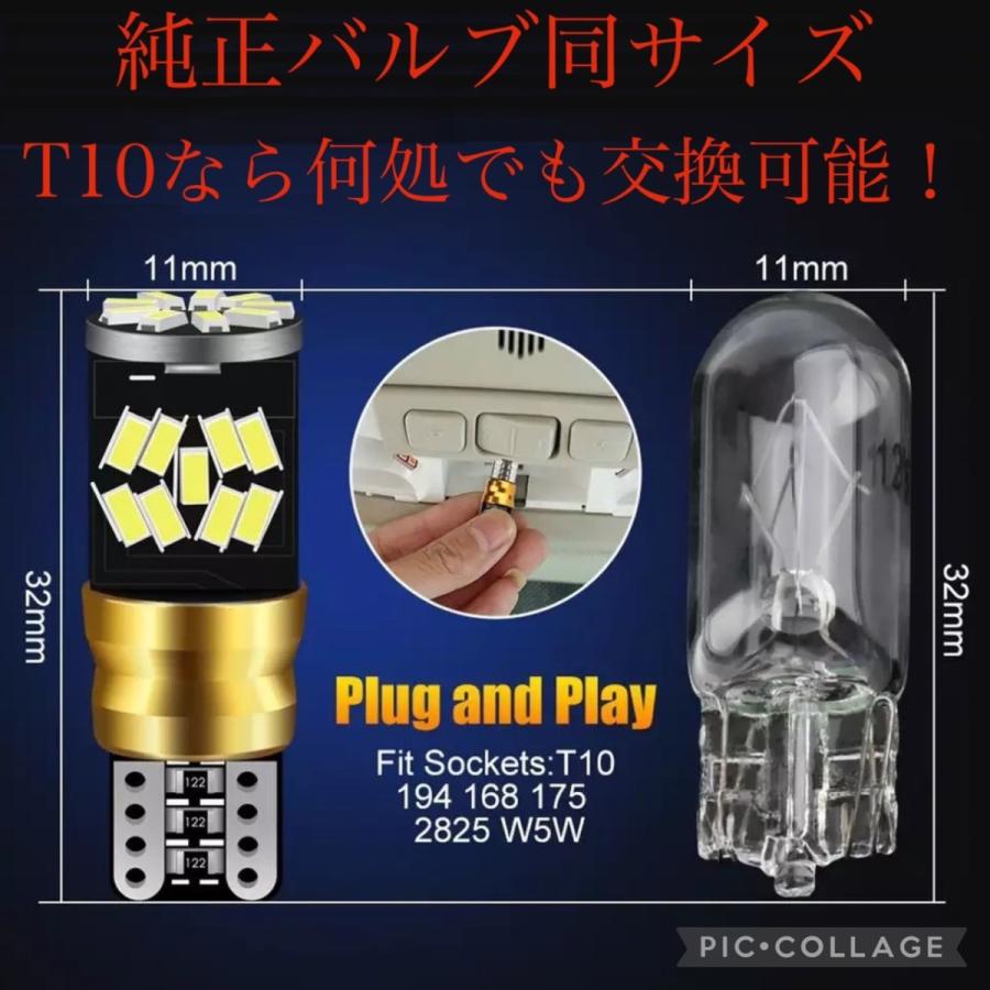 T10 バルブ LED 爆光 ポジションランプ ホワイト T16 1200lm 6000k