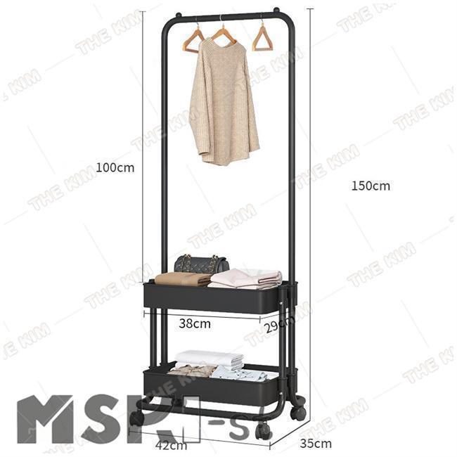 ハンガーラック おしゃれ 棚付き キャスター付き トローリー