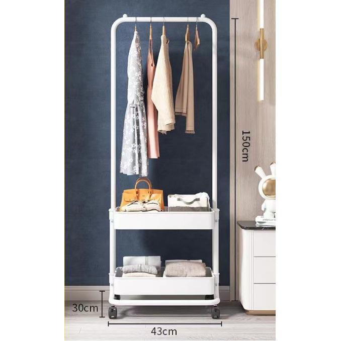 ハンガーラック バスケット シェルフ キャスター 付き コートハンガー おしゃれ ハンガーラック おしゃれ 棚付き キャスター付き トローリーハンガー