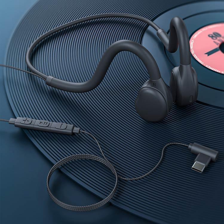 オープンイヤー 骨伝導 有線イヤホン 骨伝導イヤホン ブラック