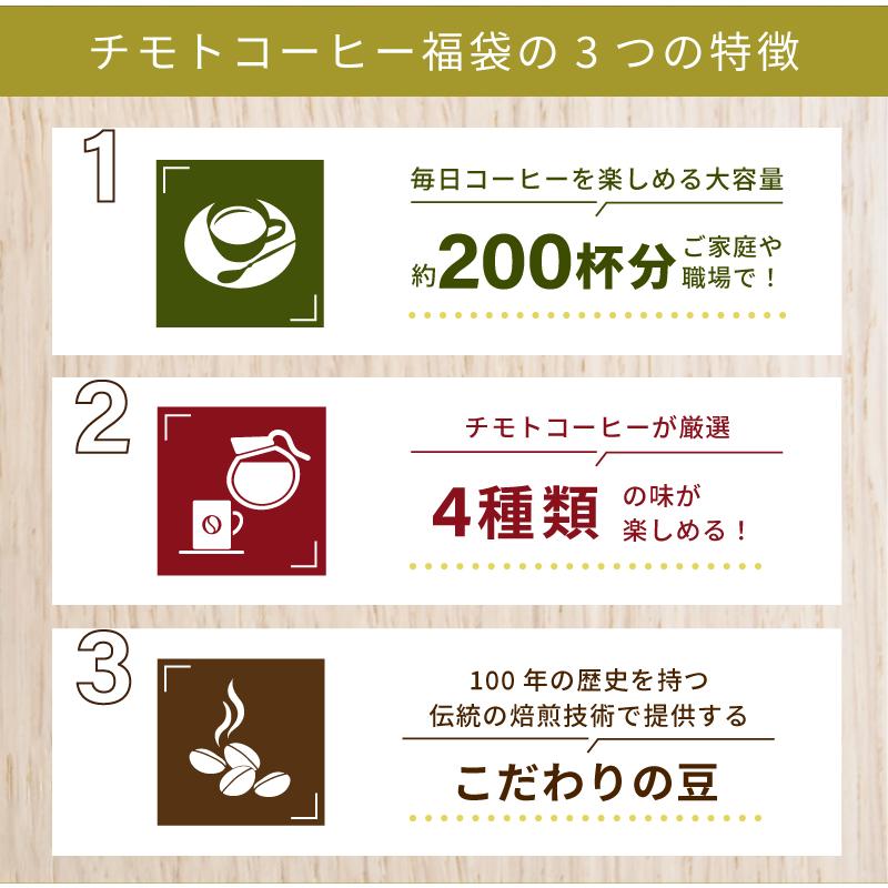 コーヒー豆 大入り福袋 4種類 2kg入り200杯分 500g × 4袋 飲み比べ コーヒー 珈琲 珈琲豆 コーヒー粉 チモトコーヒー｜chimoto-coffee｜04
