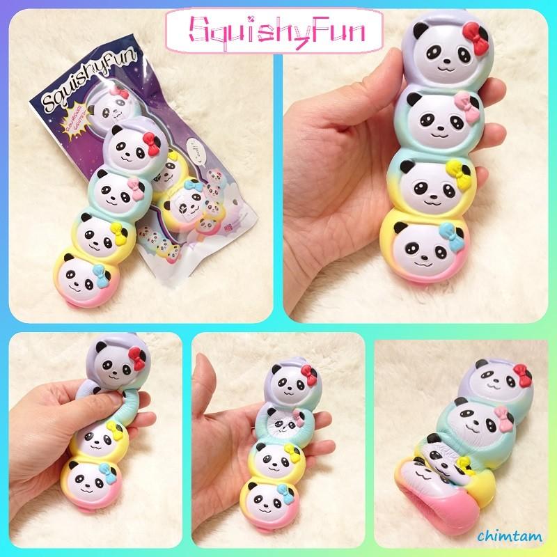 スクイーズ 海外 squishyfun レインボー パンダ 4連 だんご : chimtam