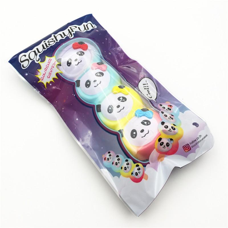 ぱんだんごさんスクイーズセット スクイーズ 海外 squishyfun レインボー パンダ 4連 だんご : chimtam