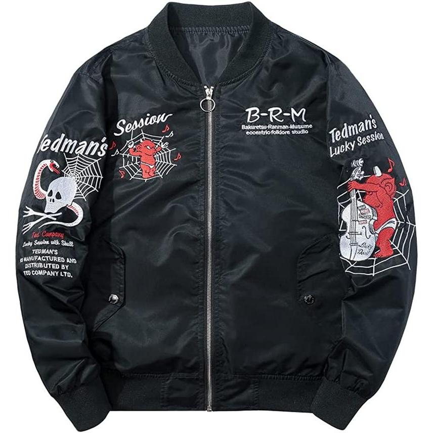 スカジャン メンズ MA-1 フライトジャケット ジャケット 刺繍 エム  