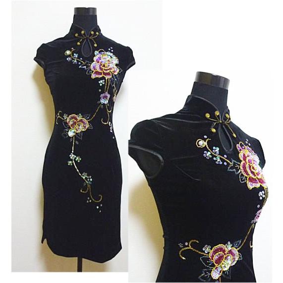 最高の チャイナドレス ミニ ベルベット 黒 半袖 S M L Xl Xxl 送料無料 ハロウィン クリスマス パーティ 二胡 ワンピース チャイナ服 爆売り Technet 21 Org