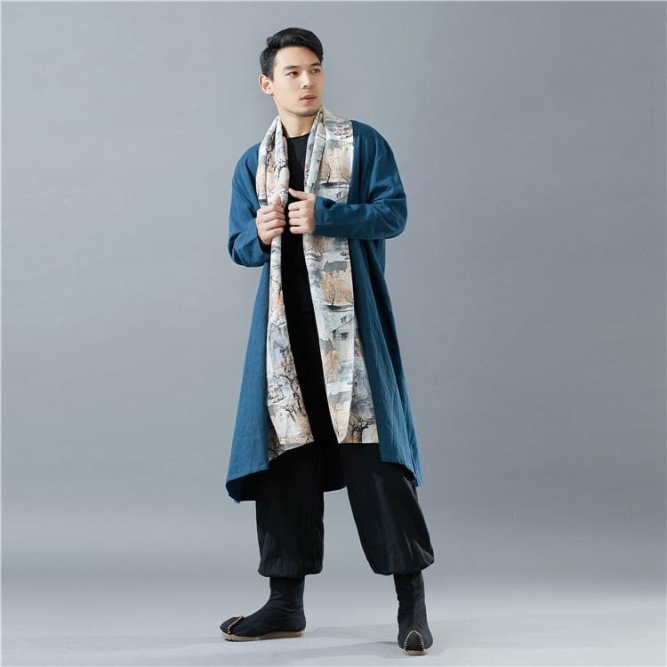 チャイナ服 メンズ 男性用 チャイナジャケット カンフー服 ロング 丈長
