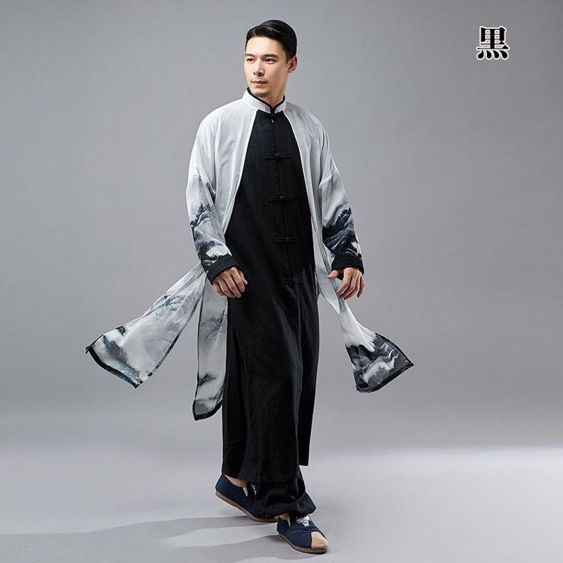 チャイナ服 メンズ 男性用 ローブ ロング 丈長 シフォン チャイナボタン ツーピース 中華服 中国服 民族衣装 コスプレ衣装 送料無料 Chdlm チャイナカジュアル 通販 Yahoo ショッピング