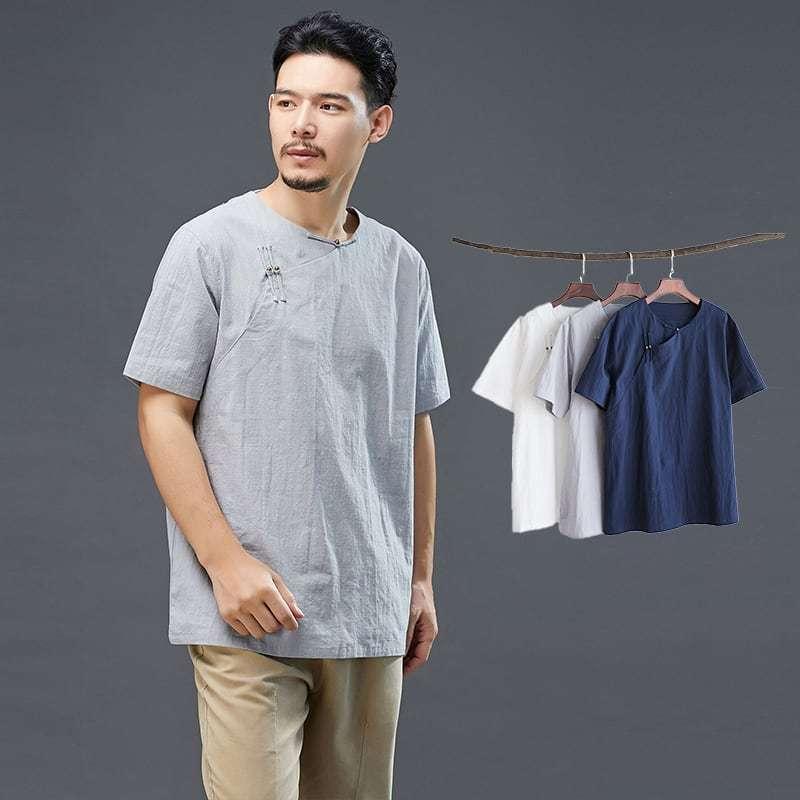 メンズファッション 送料無料 沖縄配送 チャイナ服 メンズ 男性用 チャイナtシャツ 漢服 禅服 カンフー服 銅製ボタン 斜め襟 斜め開き 中華服 中国服 送料無料 カジュアル 綿麻 Vh2xvz3hba Www Boulevardrestaurants Com