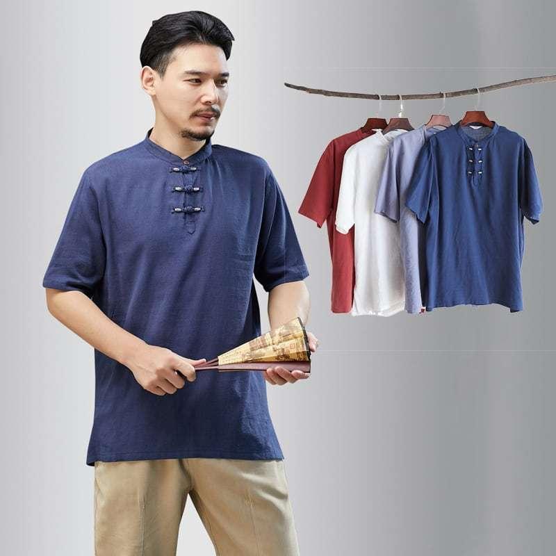チャイナ服 メンズ 男性用 チャイナtシャツ 漢服 カンフー服 立ち襟 3つボタン ウォッシュ加工 チャイナボタン 中華服 中国服 送料無料 Chdlm チャイナカジュアル 通販 Yahoo ショッピング