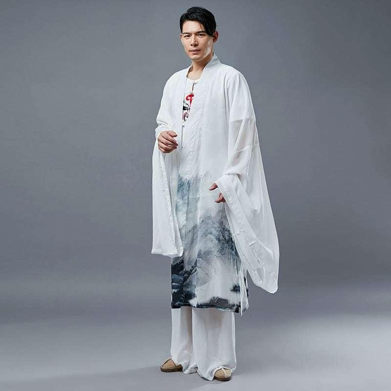 チャイナ服 メンズ 男性用 羽織 ロング ジャケット シフォン 丈長 垂れ袖 ワイドスリーブ 漢服 中華服 中国服 民族衣装 送料無料 Chdlm チャイナカジュアル 通販 Yahoo ショッピング