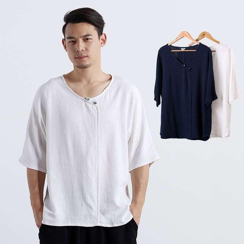 チャイナ服 メンズ 男性用 チャイナtシャツ 漢服 カンフー服 非対称 アシンメトリー チャイナボタン 中華服 中国服 送料無料 綿麻 Chdlm チャイナカジュアル 通販 Yahoo ショッピング