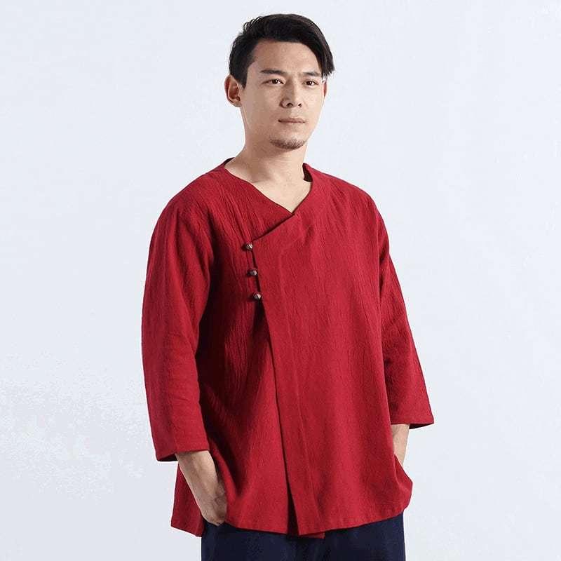 チャイナ服 チャイナtシャツ 漢服 カンフー服 メンズ 男性用 ７分袖 非対称 アシンメトリー 斜め襟 中華風 送料無料 綿麻 Chdlm チャイナカジュアル 通販 Yahoo ショッピング