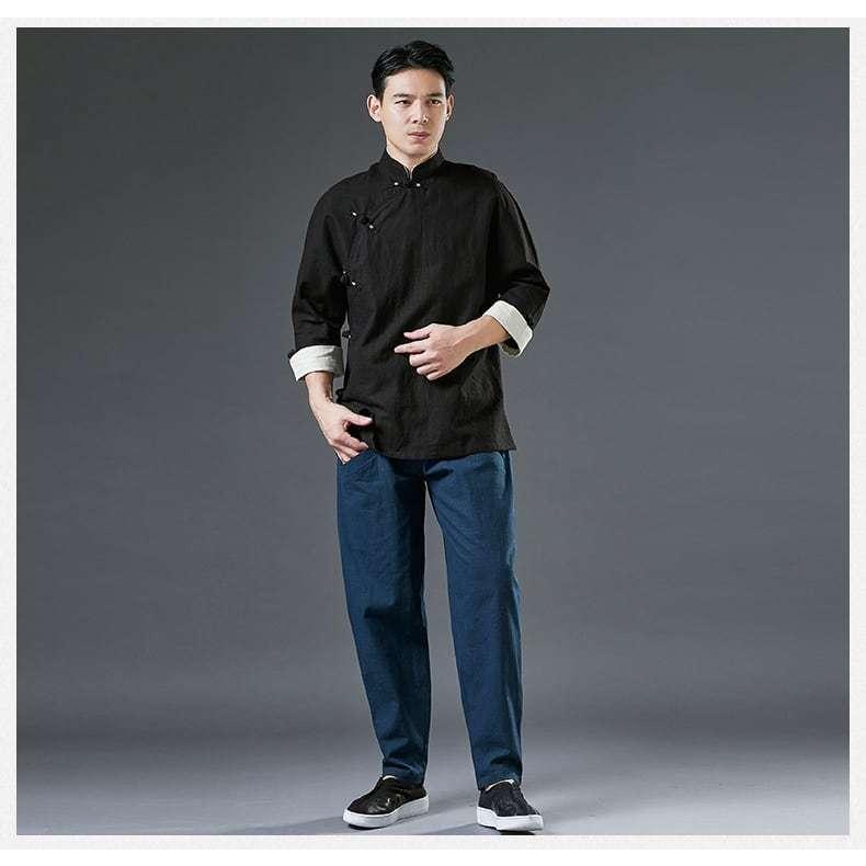 チャイナ服 メンズ ジャケット 漢服 禅服 カンフー服 斜め襟