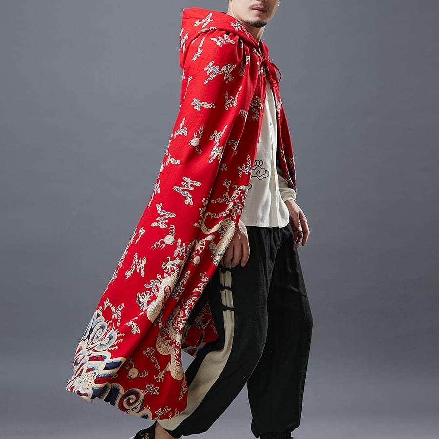 ⑩QutieFrash チャイナ ドラゴン柄 ポンチョ マント 楽天市場】チャイナ服 マント メンズ フード付き マントジャケット