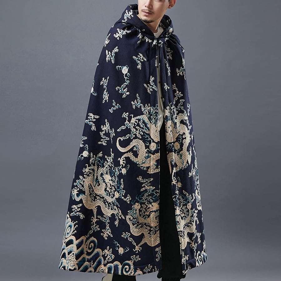 チャイナ服 マント メンズ フード付き マントジャケット マントコート