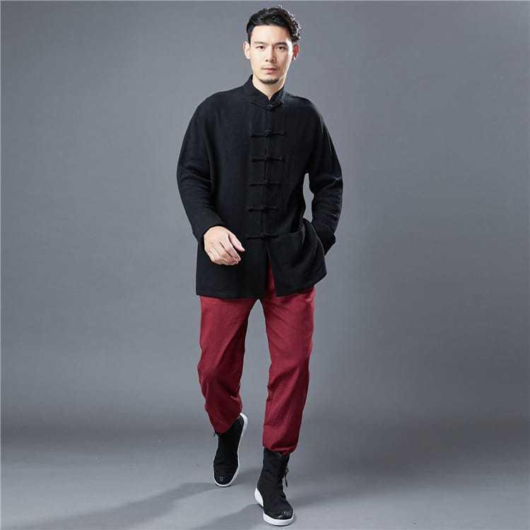 チャイナ服 メンズ ジャケット カンフー服 男性用 カフス袖 ミディアム