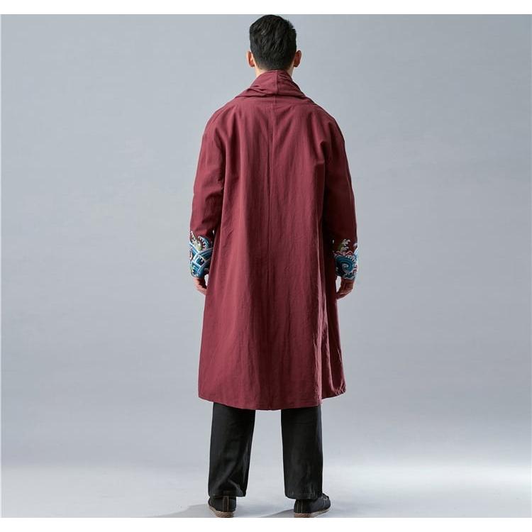 チャイナ服 メンズ 男性用 チャイナジャケット カンフー服 ロング 丈長