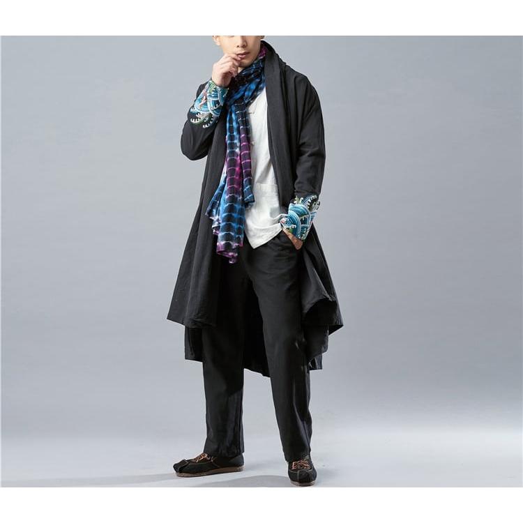 チャイナ服 メンズ 男性用 チャイナジャケット カンフー服 ロング 丈長 