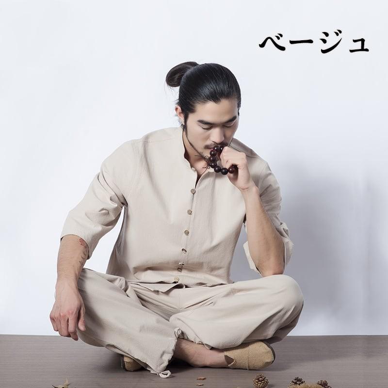 太極拳服 メンズ 男性用 スーツ カジュアル 表演服 練習服 ヨガ 木ボタン ボタンループ 送料無料 綿麻_6
