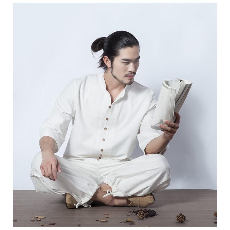 太極拳服 メンズ 男性用 スーツ カジュアル 表演服 練習服 ヨガ 木ボタン ボタンループ 送料無料 綿麻_11