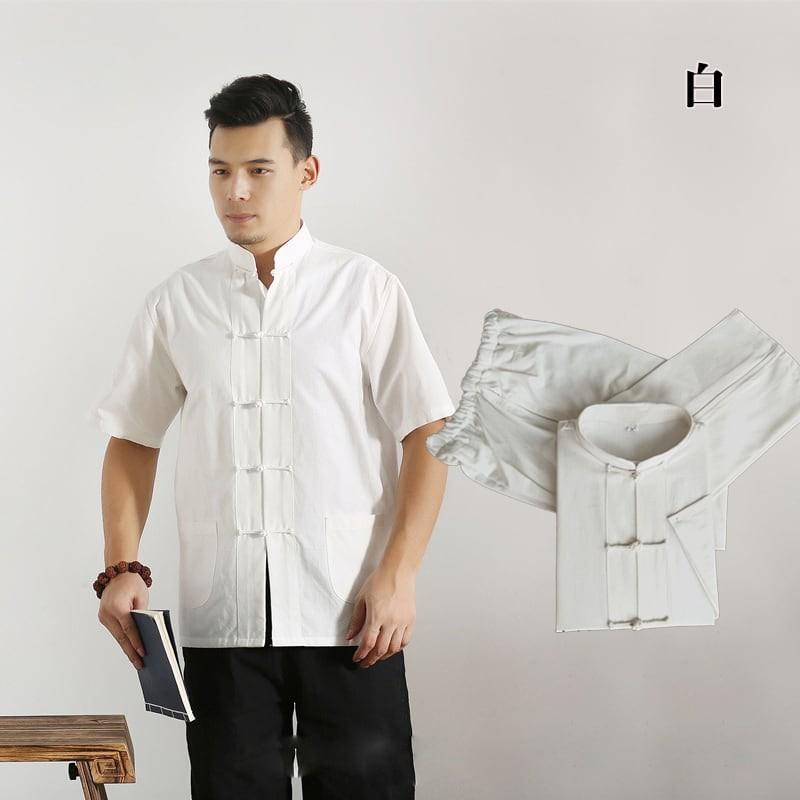 チャイナ服 メンズ 上下 夏 涼しい 快適 部屋着 民族衣装 シニア 長袖 グレー 青 赤 スタンドカラ 無地 シンプル 人気の雑貨がズラリ