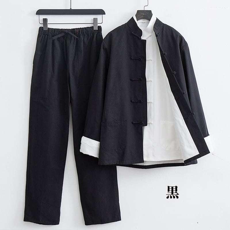 チャイナ服 メンズ カンフー服 チャイナスーツ 3点セット 民族衣装 中華服 中国服 唐装 上下セット ブルース・リー セットアップ 3点セット 裏地 綿 送料無料_8